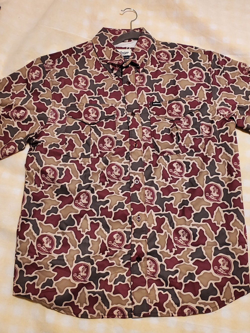 Ariat Men's Burgundy & Tan Printed Short-Sleeve Button-Down Shirt